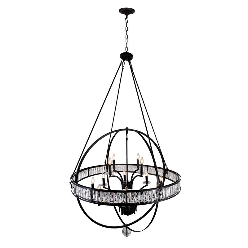 CWI Lighting Arkansas 12 Light Traditional Metal Chandelier in Black