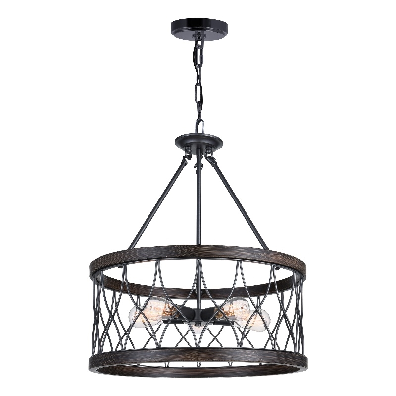 CWI Lighting Amazon 5 Light Metal Chandelier with Drum Shade in Gun Metal Black
