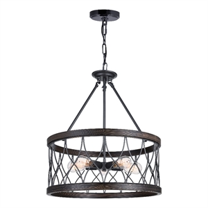 CWI Lighting Amazon 5 Light Metal Chandelier with Drum Shade in Gun Metal Black