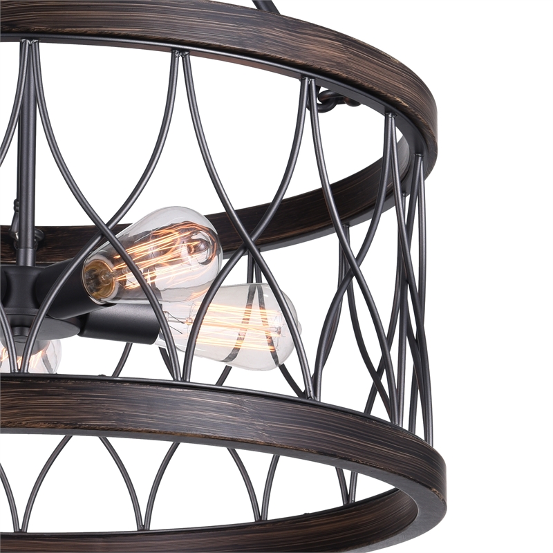 CWI Lighting Amazon 5 Light Metal Chandelier with Drum Shade in Gun Metal Black