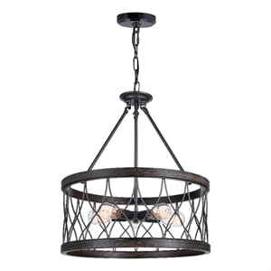 CWI Lighting Amazon 5 Light Metal Chandelier with Drum Shade in Gun Metal Black