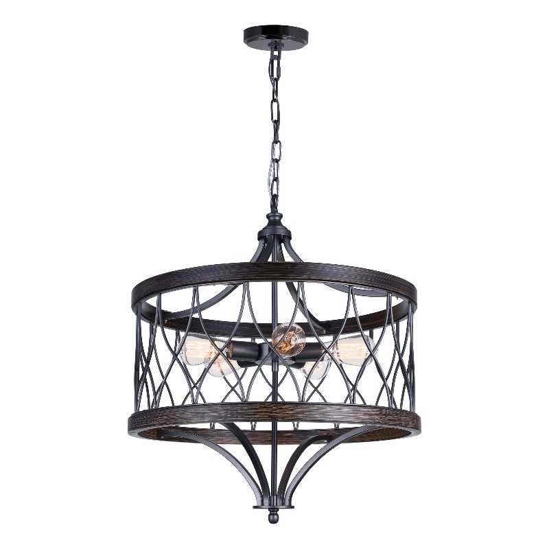 CWI Lighting Amazon 5 Light Drum Shade Metal Chandelier in Black