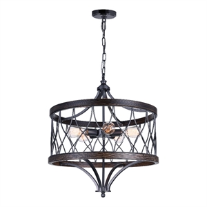 CWI Lighting Amazon 5 Light Drum Shade Metal Chandelier in Black
