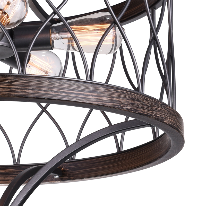 CWI Lighting Amazon 5 Light Drum Shade Metal Chandelier in Black