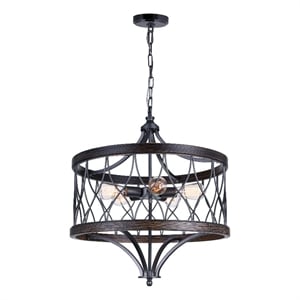 CWI Lighting Amazon 5 Light Drum Shade Metal Chandelier in Black