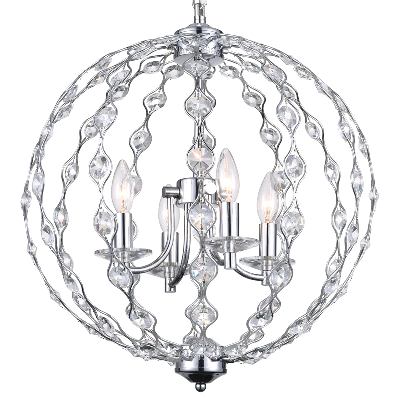CWI Lighting Esia 4 Light Traditional Metal Chandelier in Chrome
