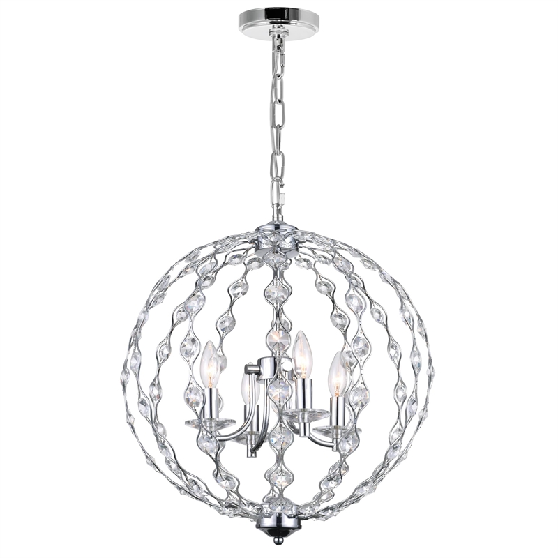 CWI Lighting Esia 4 Light Traditional Metal Chandelier in Chrome