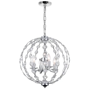 CWI Lighting Esia 4 Light Traditional Metal Chandelier in Chrome