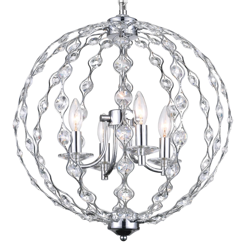 CWI Lighting Esia 4 Light Traditional Metal Chandelier in Chrome