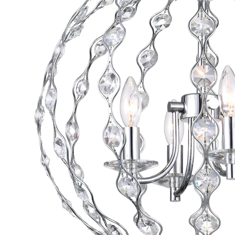 CWI Lighting Esia 4 Light Traditional Metal Chandelier in Chrome