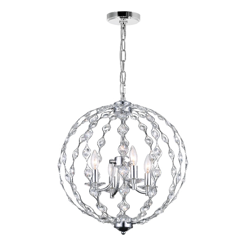 CWI Lighting Esia 4 Light Traditional Metal Chandelier in Chrome