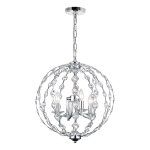 CWI Lighting Esia 4 Light Traditional Metal Chandelier in Chrome