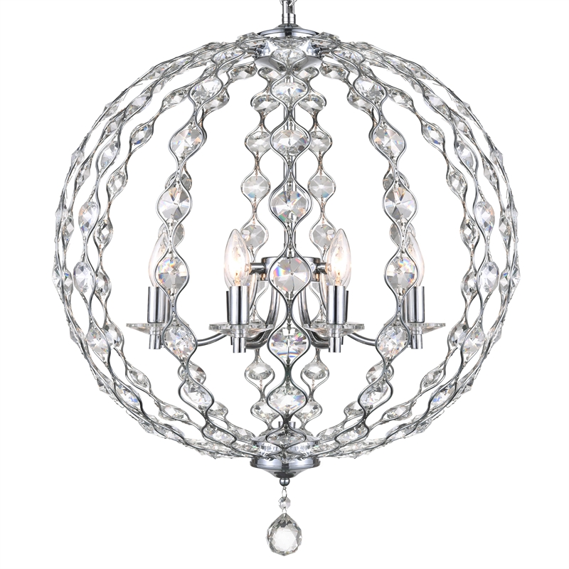 CWI Lighting Esia 8 Light Traditional Metal Chandelier in Chrome