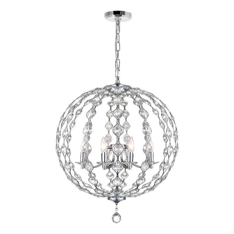 CWI Lighting Esia 8 Light Traditional Metal Chandelier in Chrome