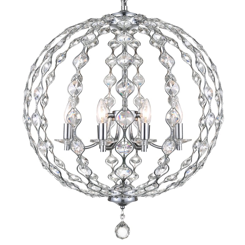 CWI Lighting Esia 8 Light Traditional Metal Chandelier in Chrome