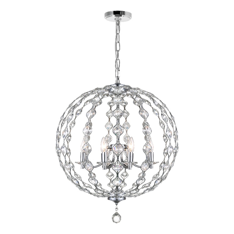 CWI Lighting Esia 8 Light Traditional Metal Chandelier in Chrome
