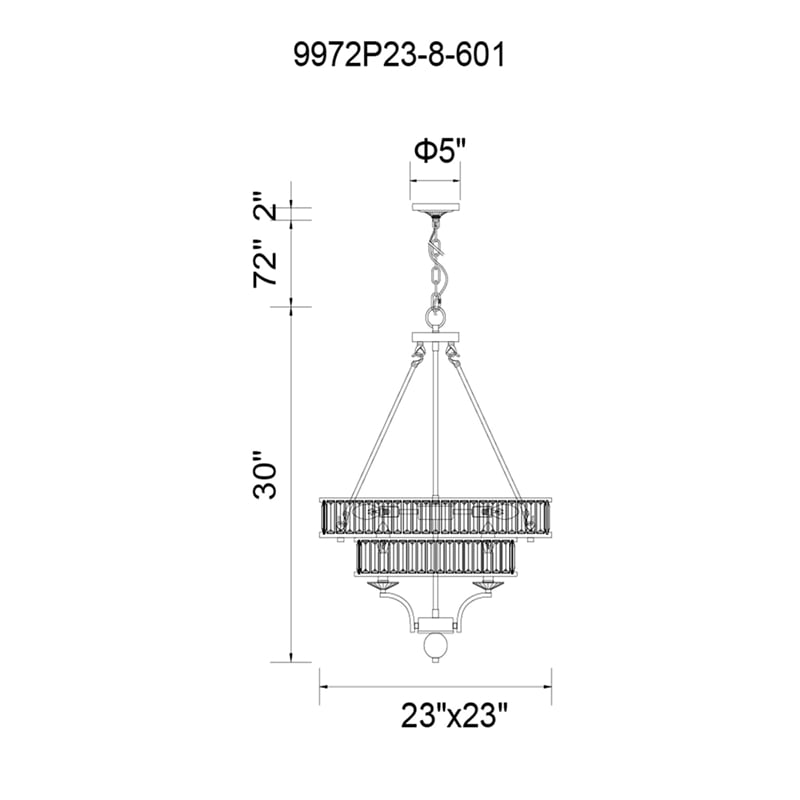 CWI Lighting Shalia 8 Light Traditional Metal Chandelier in Black