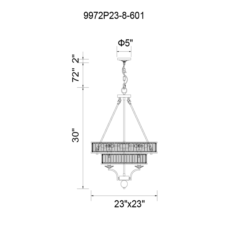 CWI Lighting Shalia 8 Light Traditional Metal Chandelier in Black