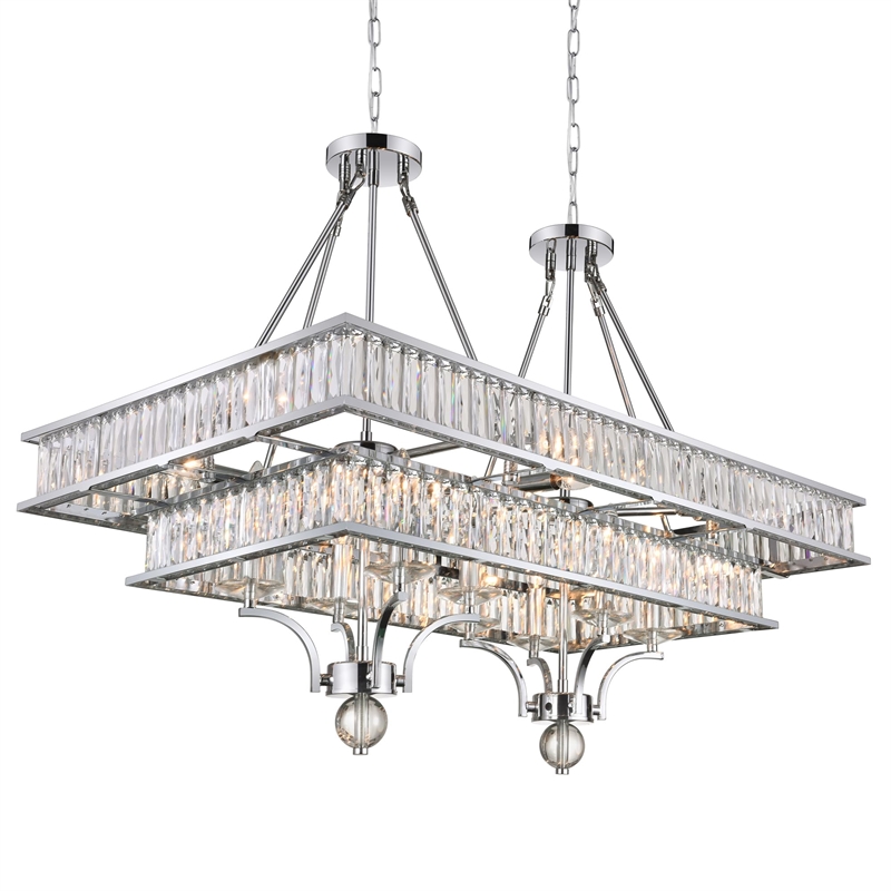 CWI Lighting Shalia 16 Light Traditional Metal Island Chandelier in Chrome