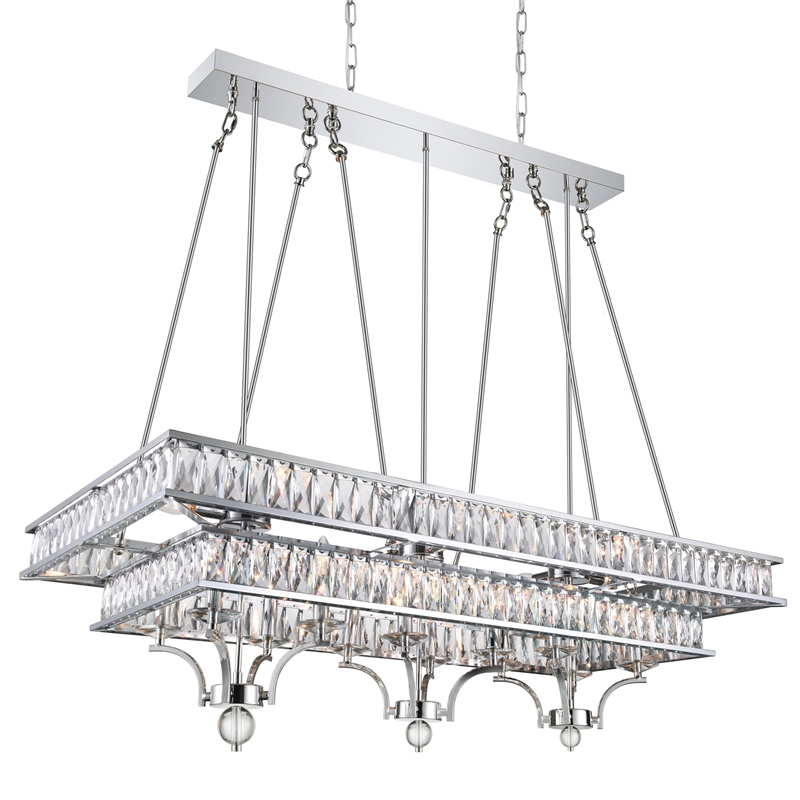 CWI Lighting Shalia 20 Light Traditional Metal Island Chandelier in Chrome
