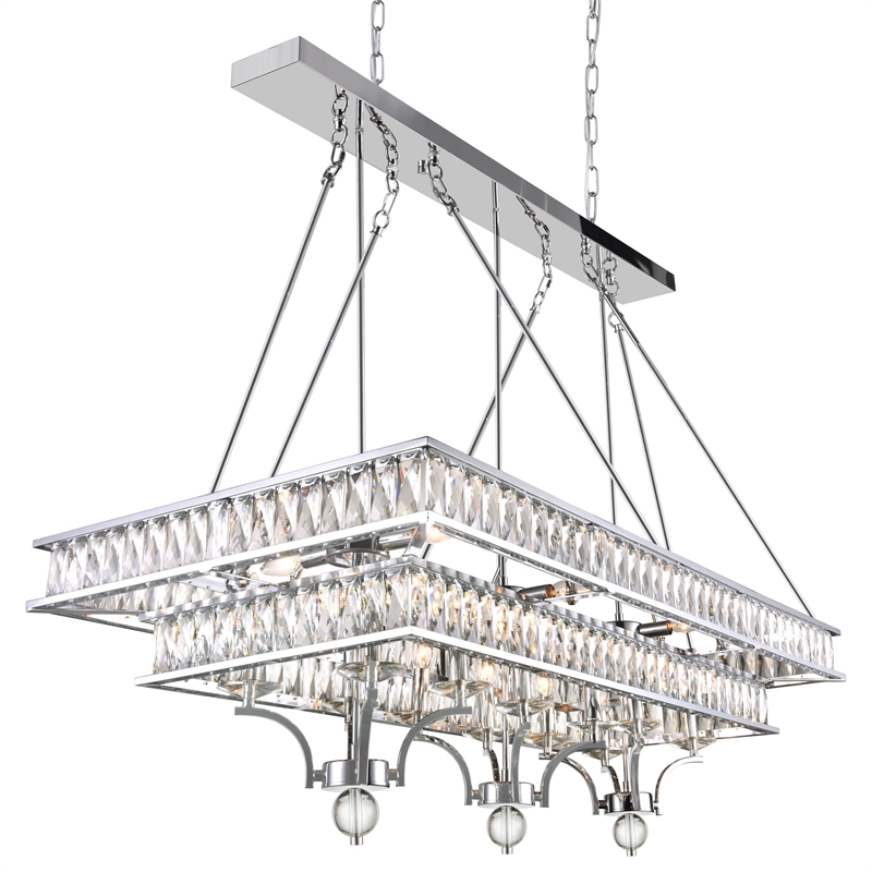 CWI Lighting Shalia 20 Light Traditional Metal Island Chandelier in Chrome