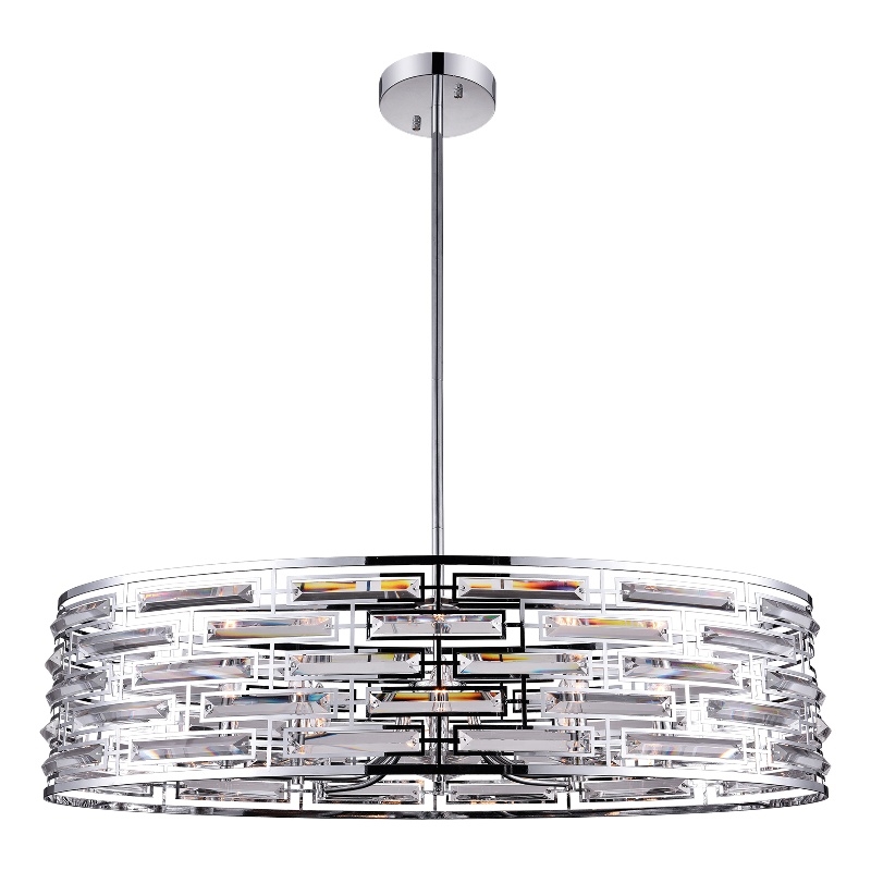 CWI Lighting Petia 8 Light Drum Shade Metal Island Light in Chrome