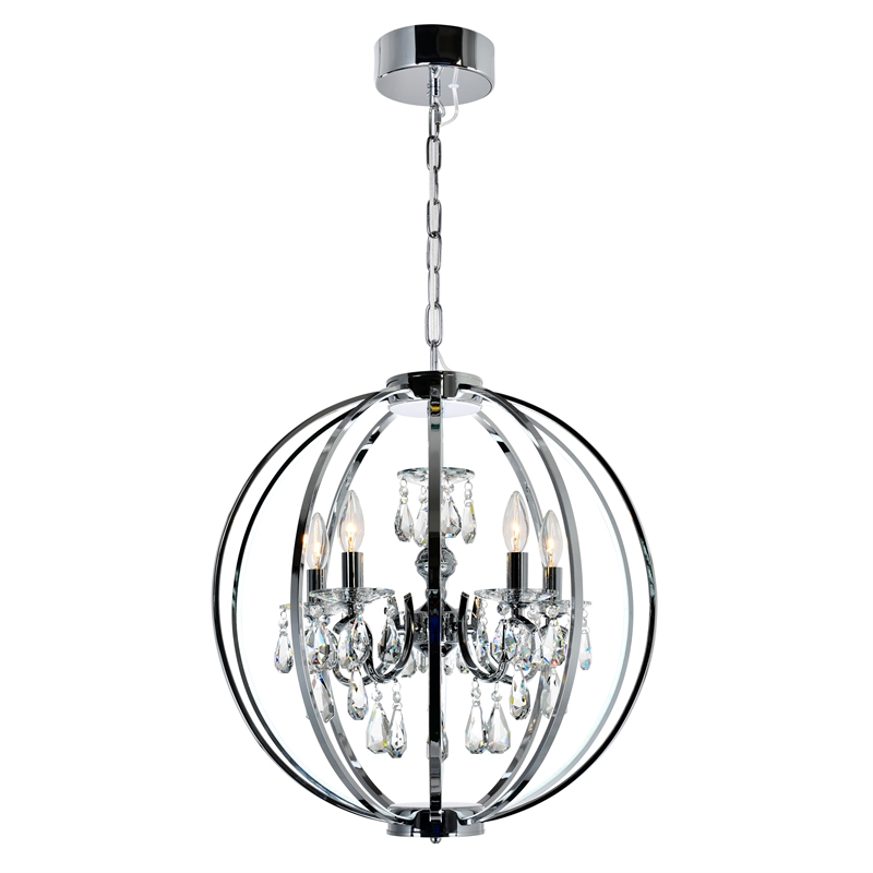 CWI Lighting Abia 5 Light Up Contemporary Metal Chandelier in Chrome