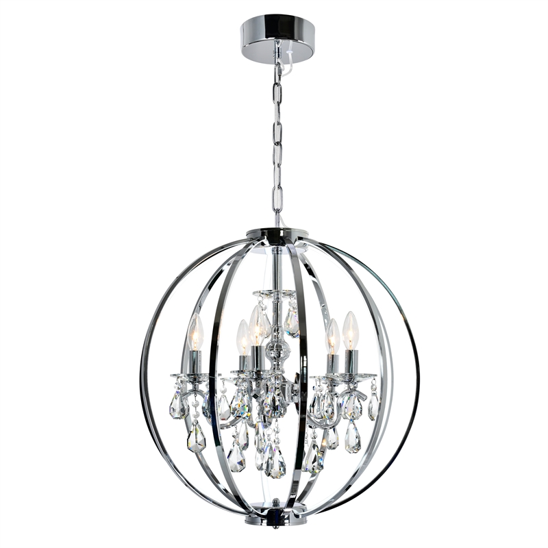 CWI Lighting Abia 5 Light Up Contemporary Metal Chandelier in Chrome