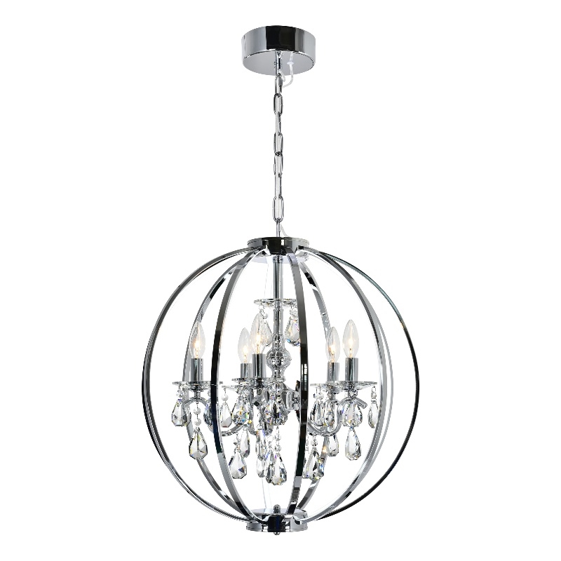 CWI Lighting Abia 5 Light Up Contemporary Metal Chandelier in Chrome