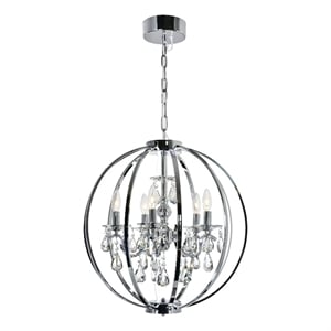 CWI Lighting Abia 5 Light Up Contemporary Metal Chandelier in Chrome