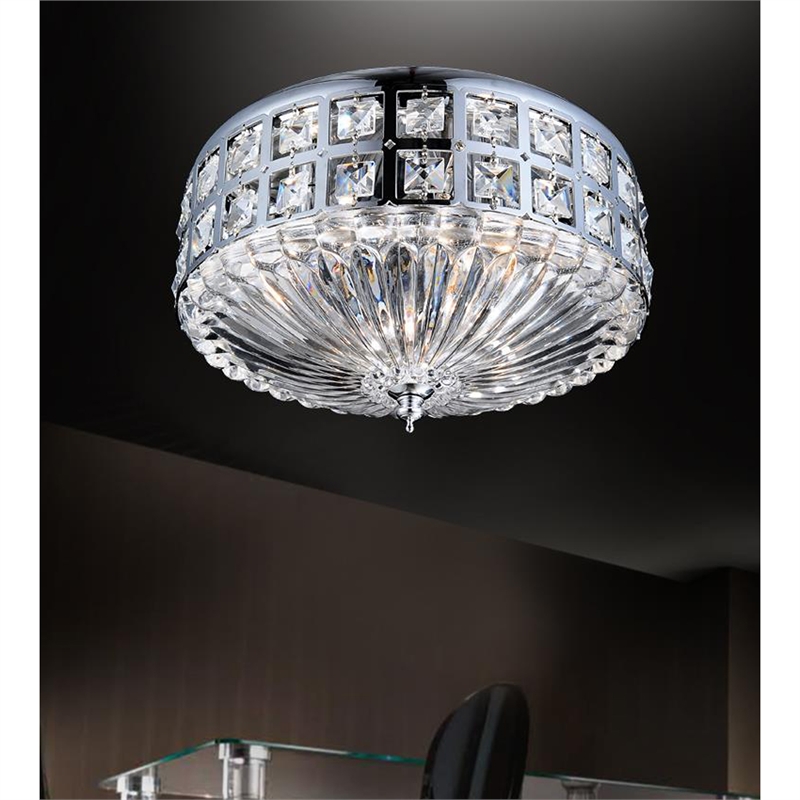 CWI Lighting Bloome 4 Light Contemporary Metal Bowl Flush Mount in Chrome