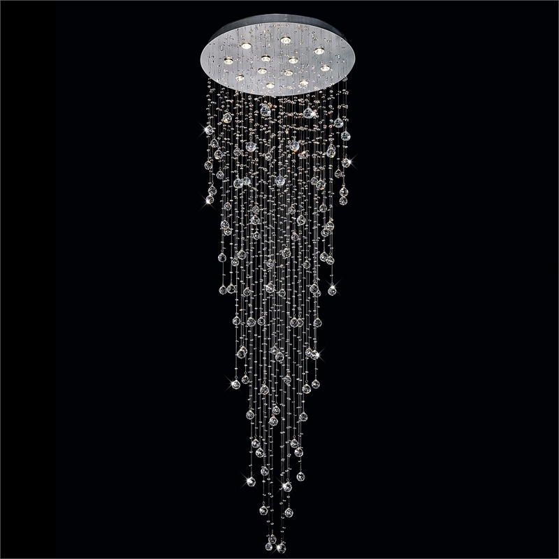 CWI Lighting Rain Drop12 Light Metal Indoor Flush Mount in Chrome