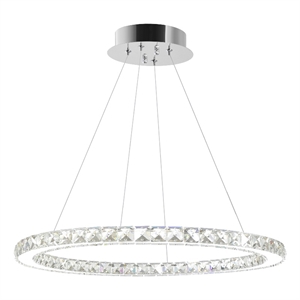 CWI Lighting Ring 1 Light Integrated LED Metal Chandelier in Chrome