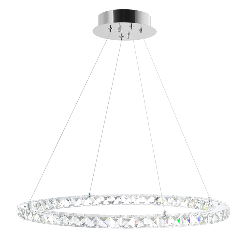 CWI Lighting Ring 1 Light Integrated LED Metal Chandelier in Chrome