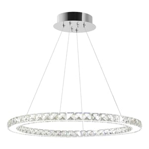 CWI Lighting Ring 1 Light Integrated LED Metal Chandelier in Chrome