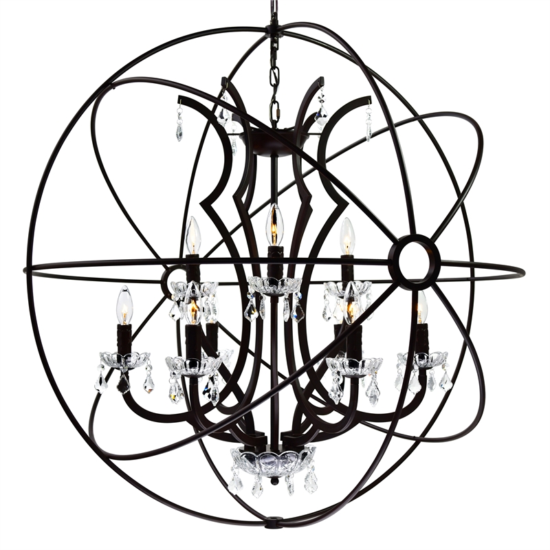 CWI Lighting Campechia 12 Light Up Farmhouse Metal Chandelier in Brown