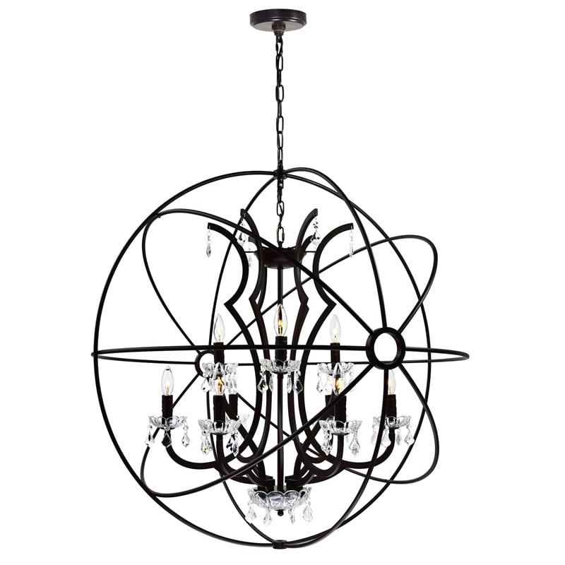 CWI Lighting Campechia 12 Light Up Farmhouse Metal Chandelier in Brown