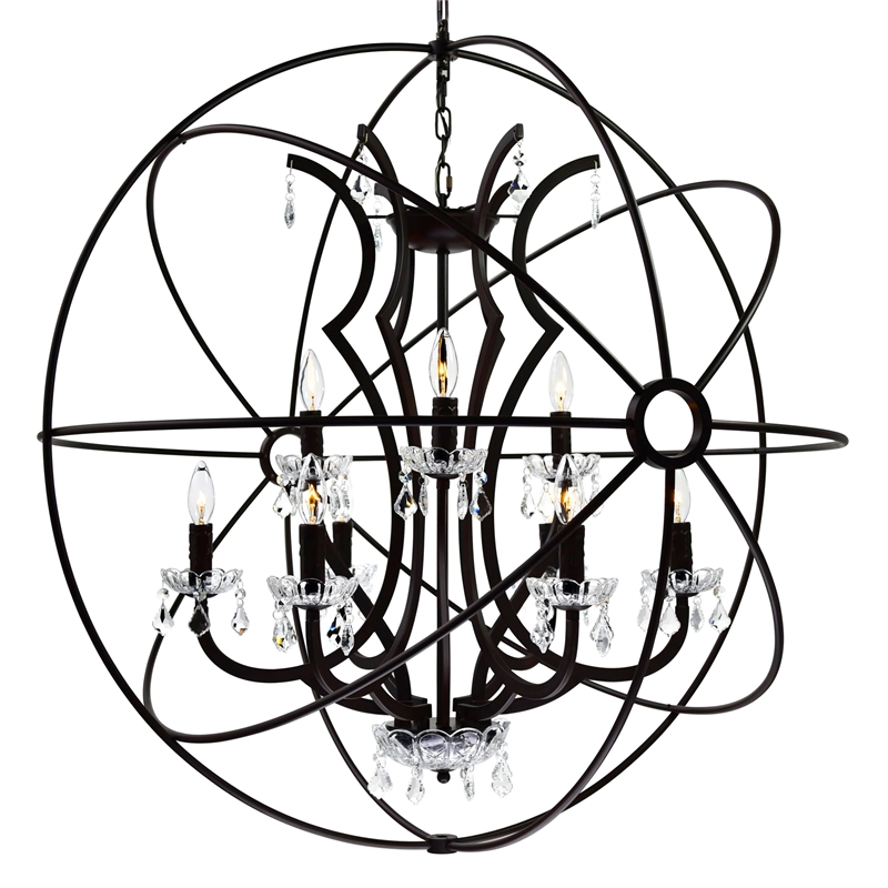 CWI Lighting Campechia 12 Light Up Farmhouse Metal Chandelier in Brown
