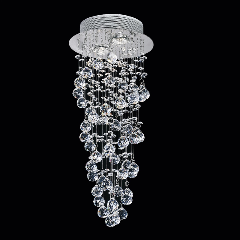 CWI Lighting Double Spiral 2 Light Metal Flush Mount in Chrome