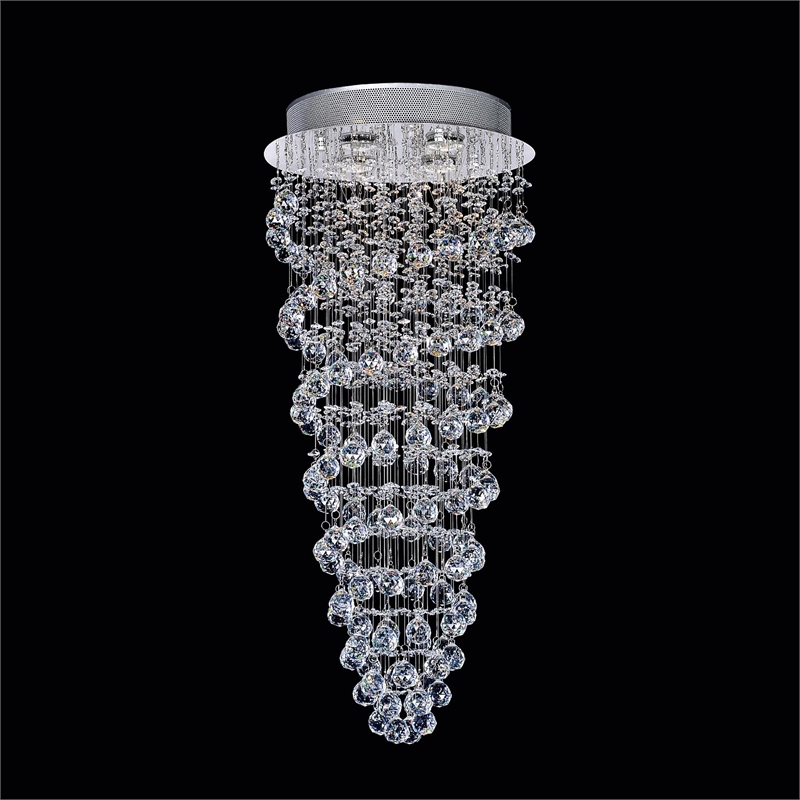 CWI Lighting Double Spiral 4 Light Metal Flush Mount in Chrome