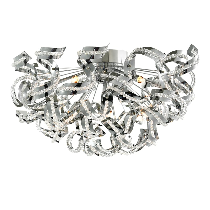 CWI Lighting Swivel 13 Light Contemporary Metal Flush Mount in Chrome