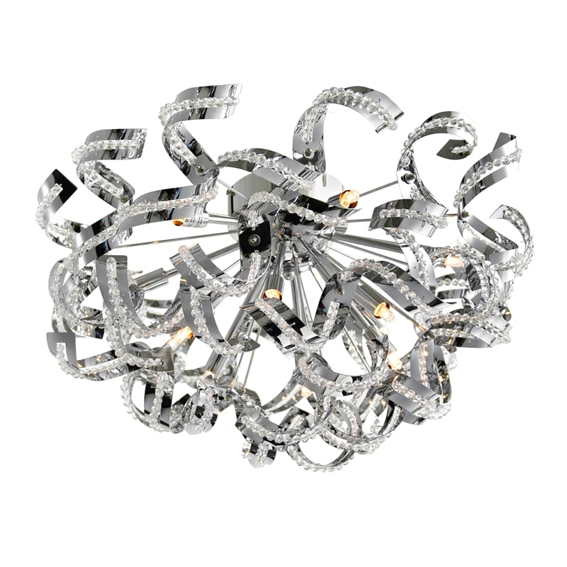CWI Lighting Swivel 13 Light Contemporary Metal Flush Mount in Chrome
