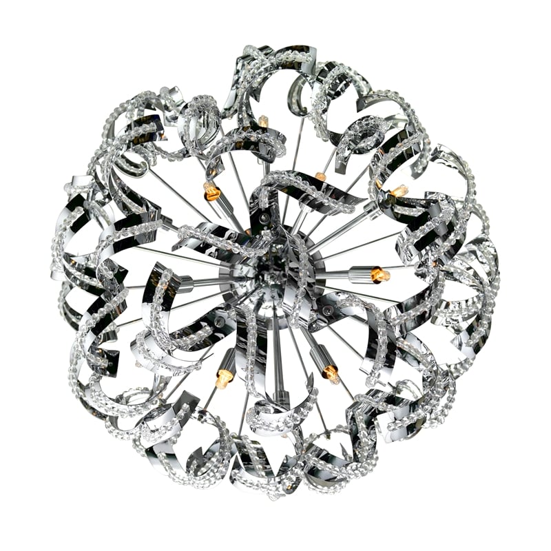 CWI Lighting Swivel 13 Light Contemporary Metal Flush Mount in Chrome