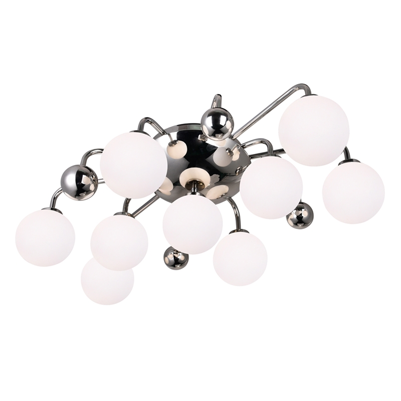 CWI Lighting Element 9 Light Contemporary Metal Flush Mount in Polished Nickel