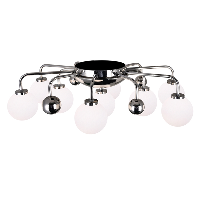 CWI Lighting Element 9 Light Contemporary Metal Flush Mount in Polished Nickel