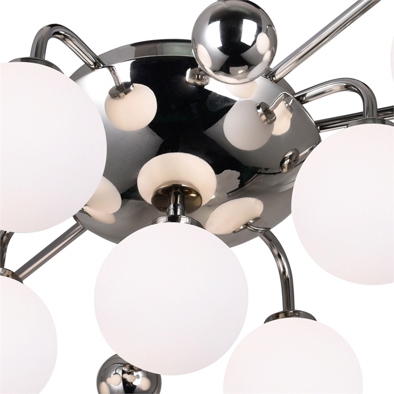 CWI Lighting Element 9 Light Contemporary Metal Flush Mount in Polished Nickel