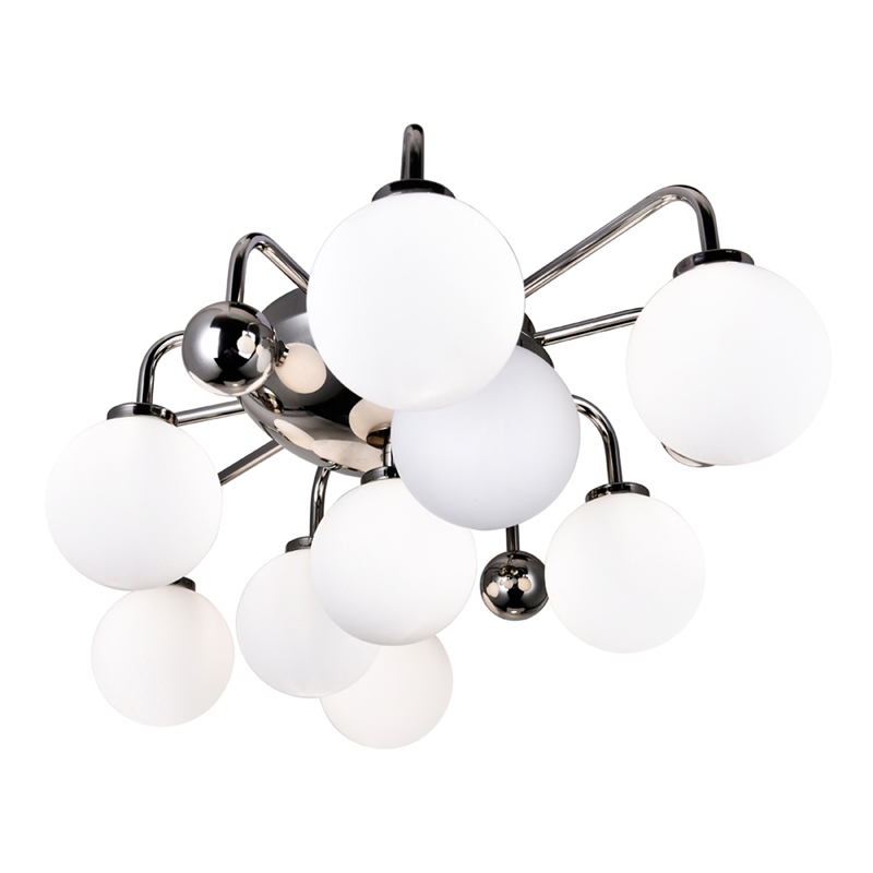 CWI Lighting Element 9 Light Contemporary Metal Flush Mount in Polished Nickel