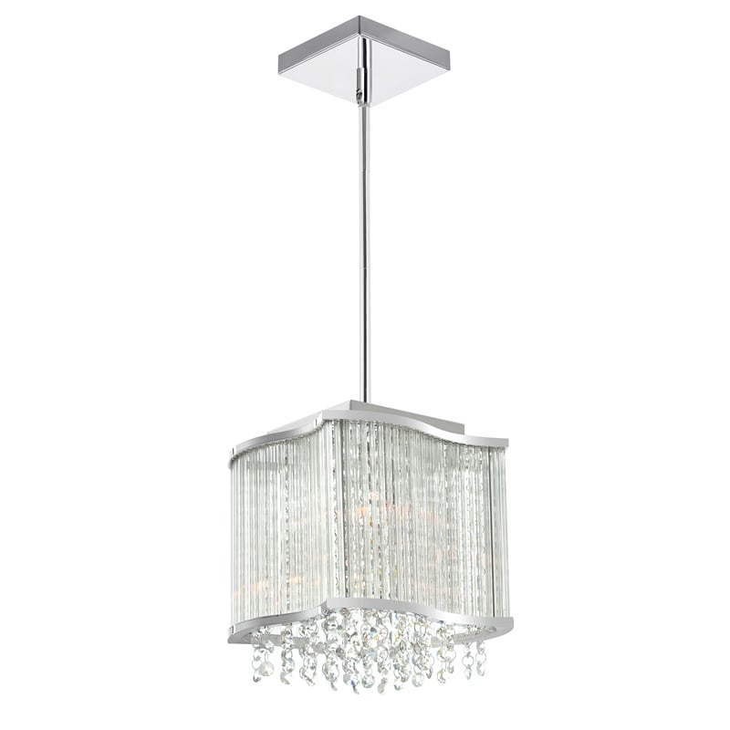 CWI Lighting Elsa 3 Light Drum Shade Transitional Metal Mini Pendant in Chrome