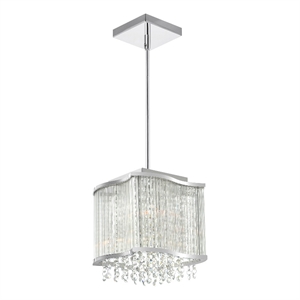 CWI Lighting Elsa 3 Light Drum Shade Transitional Metal Mini Pendant in Chrome