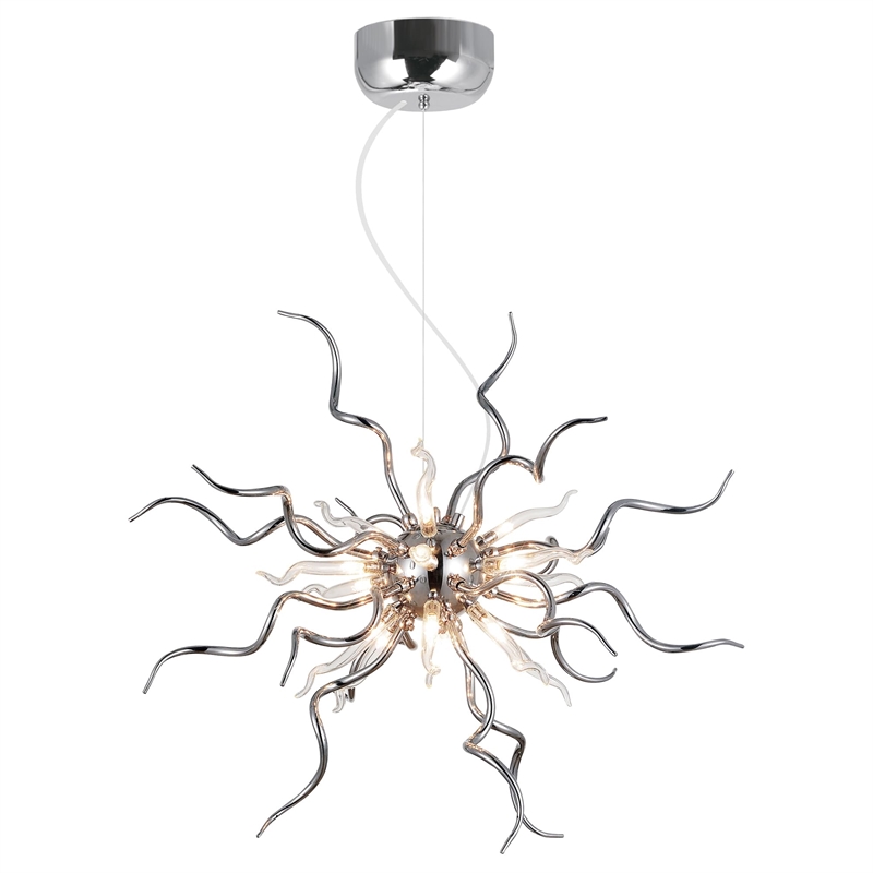 CWI Lighting Twist 15 Light Contemporary Metal Chandelier in Chrome